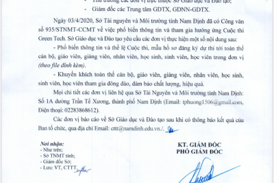 Công văn chỉ đạo và dẫn tham gia cuộc thi Green Tech