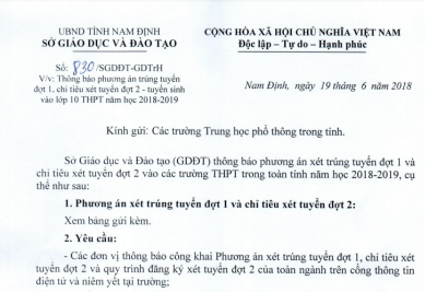 Phương án lấy đỗ đợt 1 và xét tuyển đợt 2
