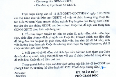 Công văn chỉ đạo, thể lệ cuộc thi Tìm hiểu 90 năm ngày truyền thống ngành Tuyên giáo của Đảng
